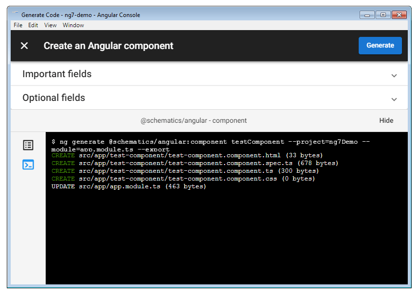 Angular Console User UI Interface For CLI